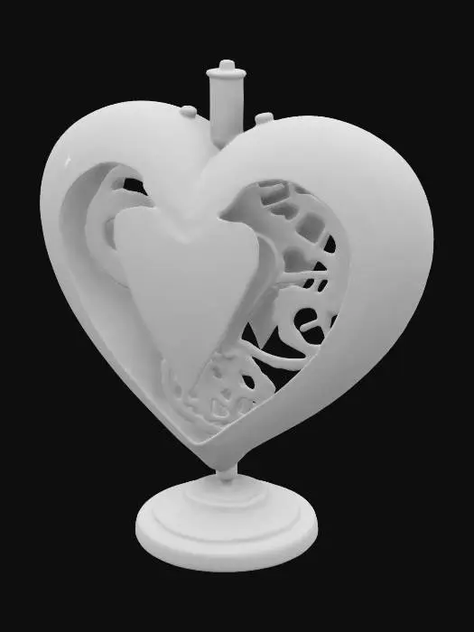 3D model for hand-blown mechanical glass anatomically-correct heart made of uranium-glass, brass, silver, and gold gears and cogs spin within the heart.
