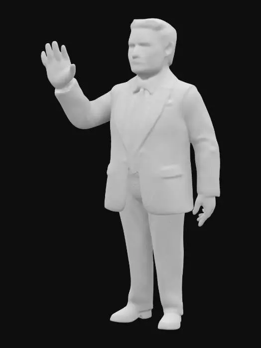 3D model for President Donald Trump in a silver-white tuxedo, wearing a red tie. in a striking presidential pose. , #valentine#