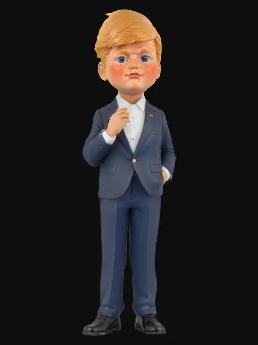 3D model for 1-meter figure of Little Barron-Trump, presidents-son. cute but regal, stately-pose, 8K detail.