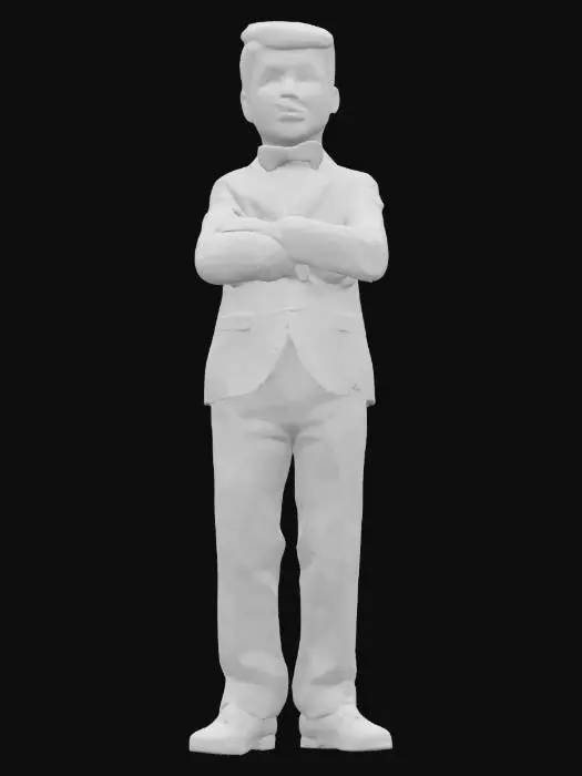 3D model for 1-meter figure of Little Barron-Trump, presidents-son. cute but regal, stately-pose, 8K detail.