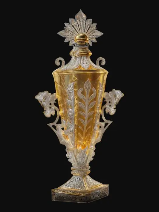 3D model for A super-sized 1-meter elaborate luxury cocktail. incorporate expensive whiskies that are, gold white, and/or silver. also decorated sparingly for Winter Solstice. ornate carved ice, NVIDIA OptiX, Daz3D, Renderocity, intricate textures, deeply carved detail, insane detailed, precise strait_lines, Meshy masterpiece, daytime lighting. precise texture symmetry,