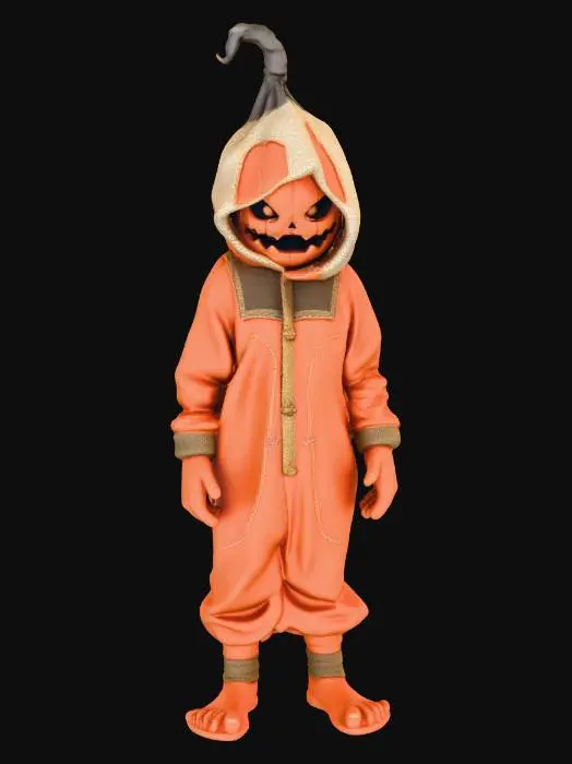 3D model for Sam is the main villain from the movie "Trick 'r Treat". He is a mysterious trick-or-treating young child, who wears an orange, worn out onesie, and a burlap sack over his head. He is a demonic pumpkin-like creature, who enforces the rules and traditions of Halloween!, #Halloween2025#