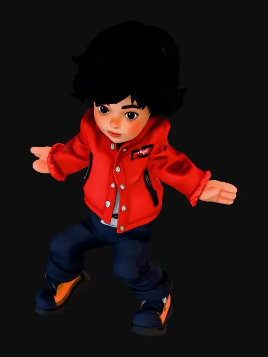 3D model for head to toe figure of six year-old little Michael Jackson, wearing the famous red Thriller-Jacket. T-pose. #Halloween2025#