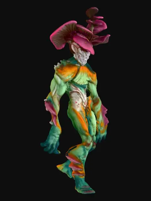 3D model for a tall male Myconid, a male fungoid. mushroom_cloud, 4k, #Halloween2025#