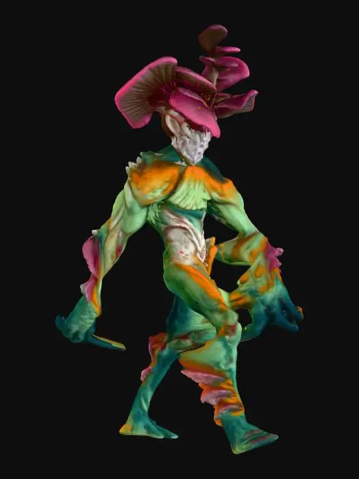 3D model for a tall male Myconid, a male fungoid. mushroom_cloud, 4k, #Halloween2025#