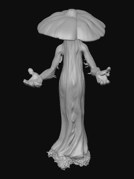 3D model for a tall male Myconid and punpkin, a male fungoid clicker. mushroom_cloud, 4k, A-Pose, #Thanksgiving#,