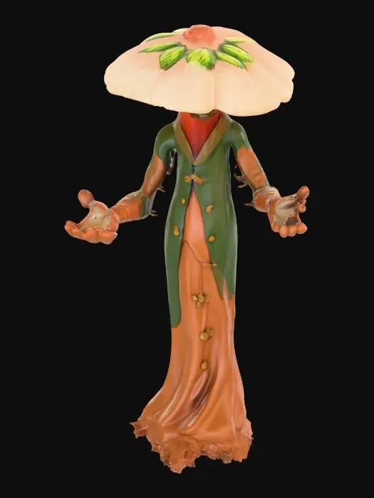 3D model for a tall male Myconid and punpkin, a male fungoid clicker. mushroom_cloud, 4k, A-Pose, #Thanksgiving#,