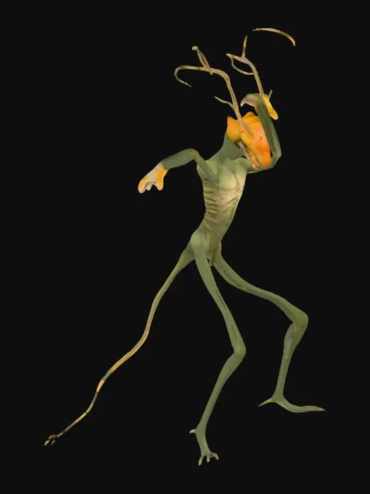 3D model for a tall male Myconid and punpkin, a male fungoid clicker. mushroom_cloud, 4k, A-Pose, #Thanksgiving#,