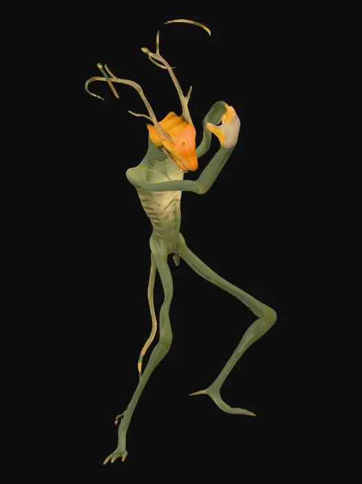 3D model for a tall male Myconid and punpkin, a male fungoid clicker. mushroom_cloud, 4k, A-Pose, #Thanksgiving#,