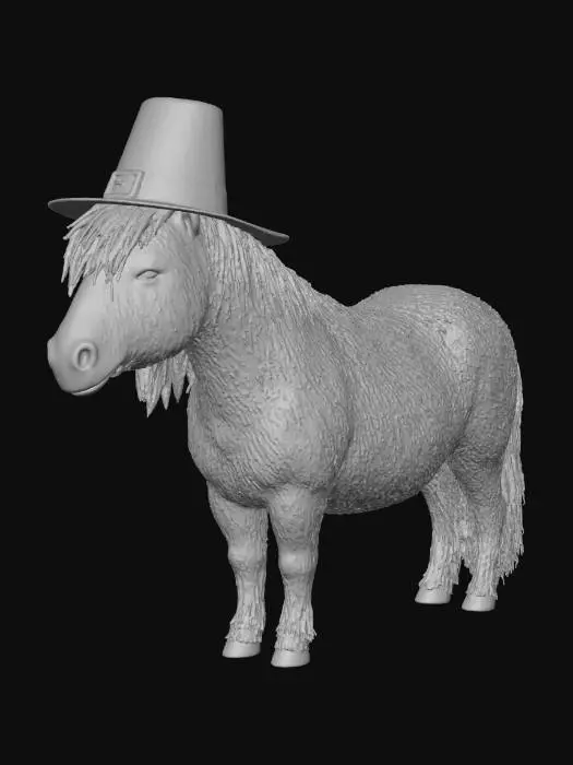 3D model for A Shetland-Pony, wearing a pilgrim-hat. #Thanksgiving#