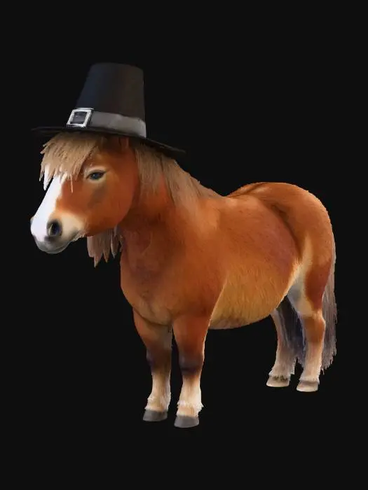 3D model for A Shetland-Pony, wearing a pilgrim-hat. #Thanksgiving#