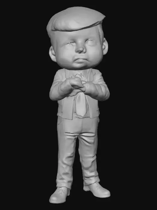3D model for 1-meter figure of Little Barron-Trump, presidents-son. cute but regal, stately-pose, 8K detail.