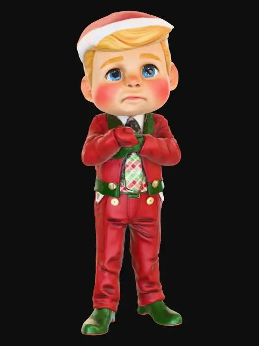 3D model for 1-meter figure of Little Barron-Trump, presidents-son. cute but regal, stately-pose, 8K detail.