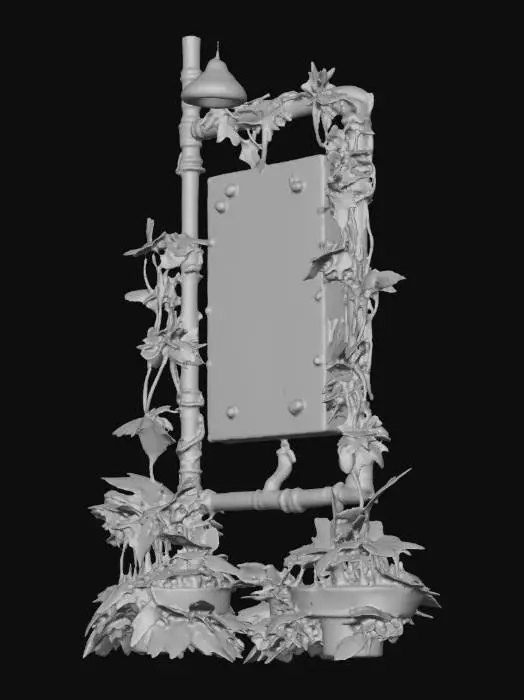 3D model for Industrial Flora, modular, pot-punk, Marijuana-tech. white wall-panel. grungy-mechanics and copper pipes, Dieselpunk, #Christmas2025#