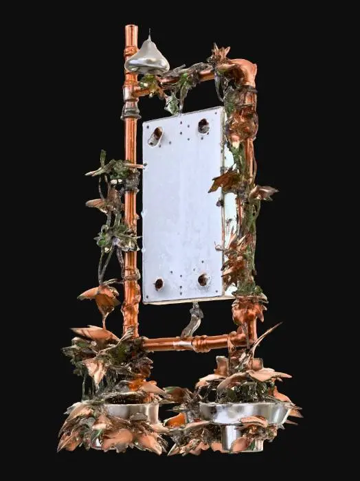 3D model for Industrial Flora, modular, pot-punk, Marijuana-tech. white wall-panel. grungy-mechanics and copper pipes, Dieselpunk, #Christmas2025#