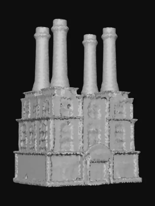 3D model for Riesiges Willy Wonka Soda_Fabrikgebäude im Stil der Weihnachtsindustrialisierung. Mehrfarbige Schornsteine ​​aus Ziegeln, #ChristmasAdventure#