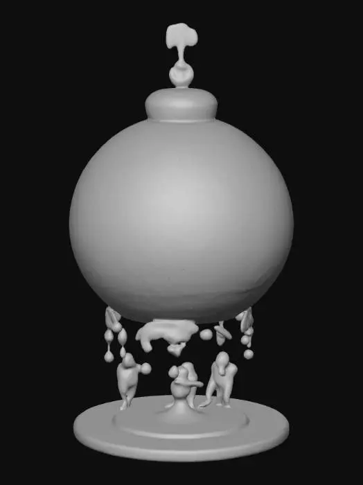 3D model for a life-size 10-meter tall, arrangement of giant Christmas-bulbs with ornate Winter designs on them. They are so large people can walk in and out of them. 4K intricate textures.  computer controlled Christmas lights. #ChristmasAdventure#