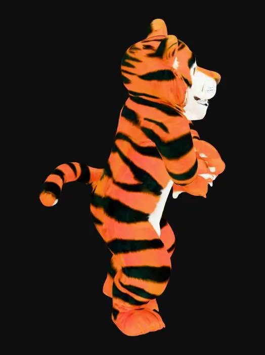 3D model for A costume suit of Hobbes, the tiger character of Calvin_and_Hobbes. a realistic fun tiger, fursuit, mascot costume, high quality fur, incredibly detailed craftmanship., #Christmas2025#