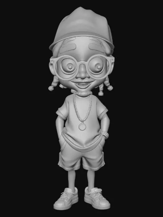 3D model for Friendly Cartoon Character version of "Snoop Dogg" as a little boy.