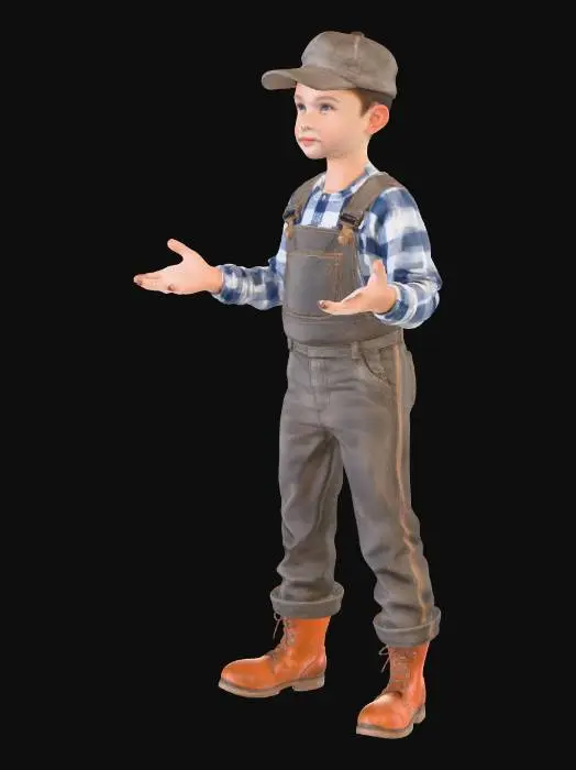 3D model for Hummel figure of a boy from Dieselpunk world. the boy is a farmer.