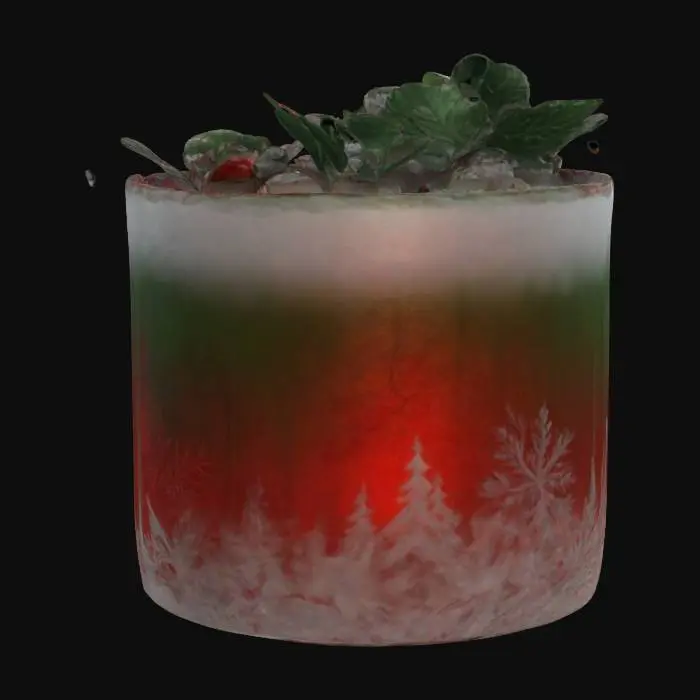 3D model for A super-sized 1-meter Christmas cocktail but with no-candy. incorporate expensive whiskies that are, red white, and/or green. also decorated sparingly for Winter Solstice. ornate carved ice, NVIDIA OptiX, Daz3D, Renderocity, intricate textures, deeply carved detail, insane detailed, precise strait_lines, Meshy masterpiece, daytime Christmas lighting. precise texture symmetry, #ChristmasAdventure#