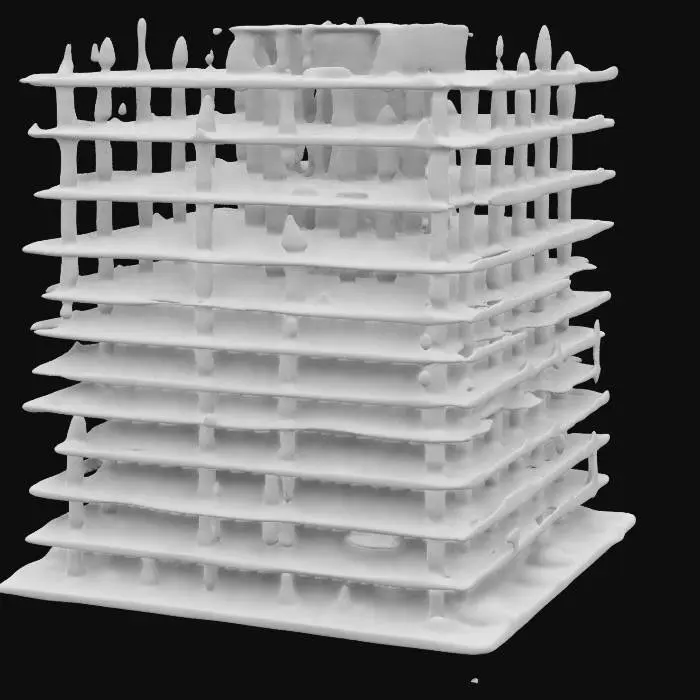 3D model for life-size, 10-meter wide. North-pole city modern rectangle skyscraper, under construction. 4K building texture, intricate and ornate girder and floor textures. NVIDIA OptiX, Daz3D, Renderotica, rough textures, deeply carved detail, highest quality, highest resolution, insane detailed, zbrush, v-ray, Meshy masterpiece, prize winning, computerized Christmas fiber-optic lighting. #ChristmasAdventure#