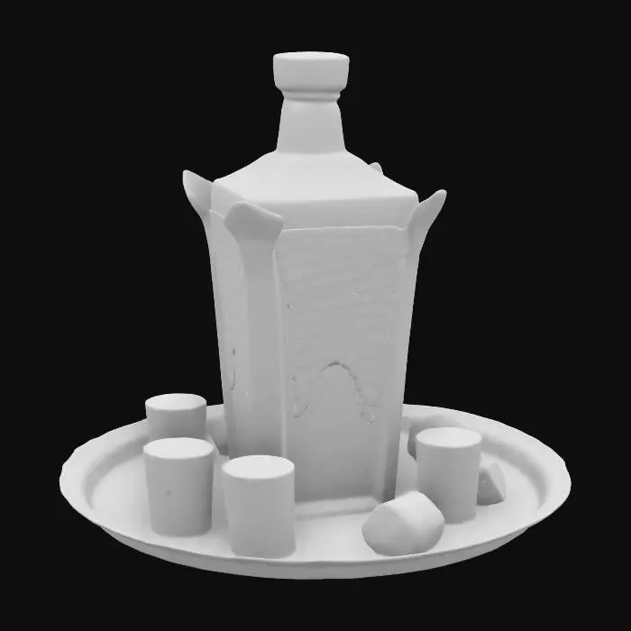 3D model for A super-sized 1-meter elaborate luxury cocktail. incorporate expensive whiskies that are, gold white, and/or silver. also decorated sparingly for Winter Solstice. ornate carved ice, NVIDIA OptiX, Daz3D, Renderocity, intricate textures, deeply carved detail, insane detailed, precise strait_lines, Meshy masterpiece, daytime lighting. precise texture symmetry,