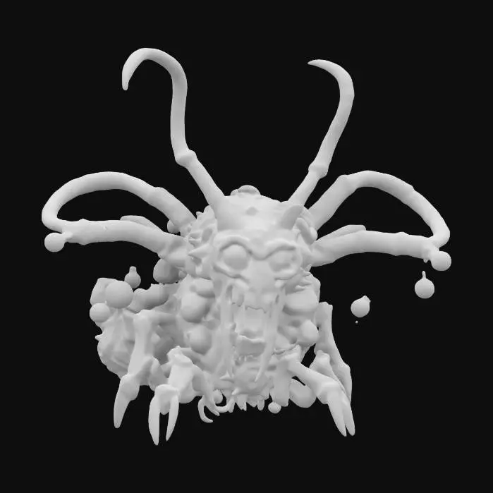 3D model for a huge Christmas biomechanical stylized Beholder Krampus themed creature from the Stephen King movie "The Mist" (2007). vintage Christmas decorations, NVIDIA OptiX(3+), rough textures, Lovecraftian insect creatures, renderotica, renderocity, unreal engine, highest quality, highest resolution, insane detailed, character design, z-brush, v-ray, daz3d, deeply carved detail,