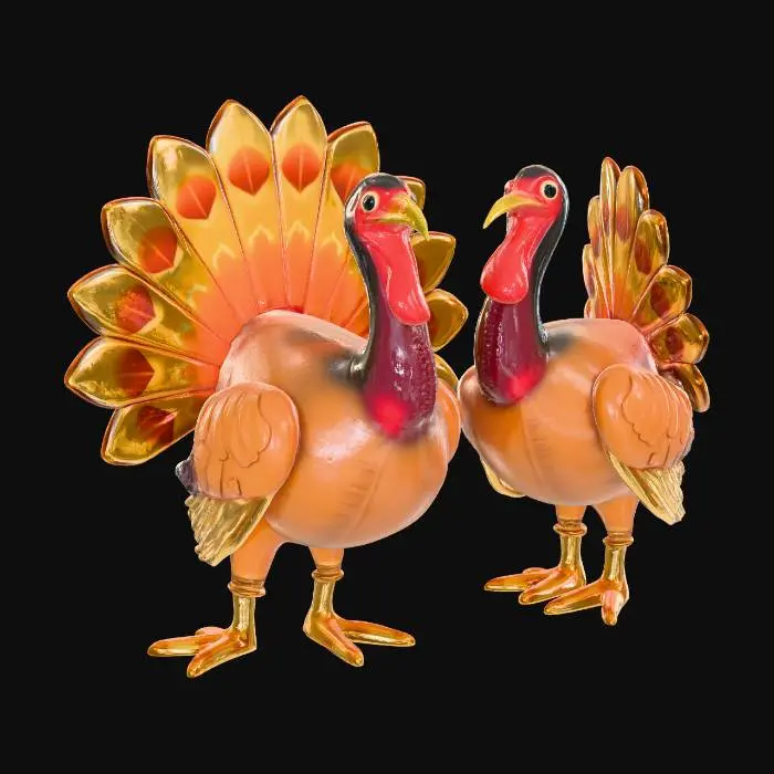 3D model for Autumn Turkeys figures made from blown glass, #Thanksgiving#