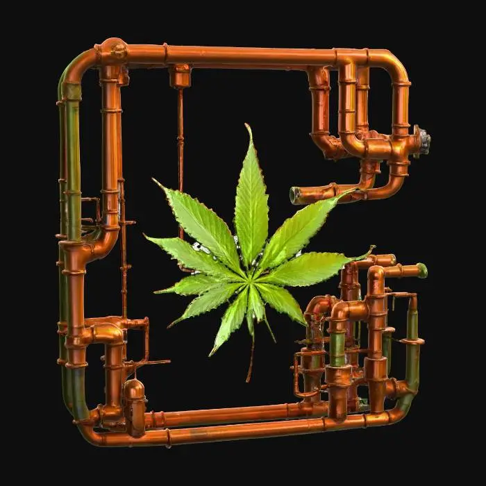 3D model for Industrial Flora, modular, pot-punk, Marijuana-tech wall-panel. grungy-mechanics and copper pipes, #Christmas2025#