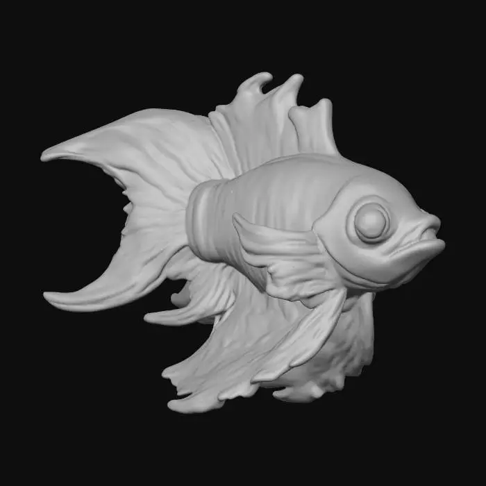 3D model for Vibrant Harmony, metallic purple body, fire red flowing fins. Christmas tints, #Christmas2025#