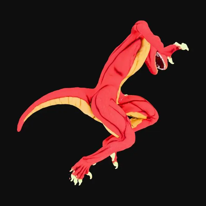 3D model for Dancing Dinosaur costume, perfect teeth, detailed eyes, wonderful claws, detailed ridged skin, #Halloween2025#