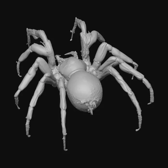3D model for stylized black-widow spider with a Christmas bulb instead of an hourglass on her abdomen, ice tip legs, Lovecraftian horrific creature, NVIDIA OptiX, Renderotica, Daz3D, Renderocity, Ray Traced, Game Engine, highest quality, highest resolution, insane detailed, character design, z-brush, v-ray, Meshy masterpiece, prize winning, #chirstmas2025#
