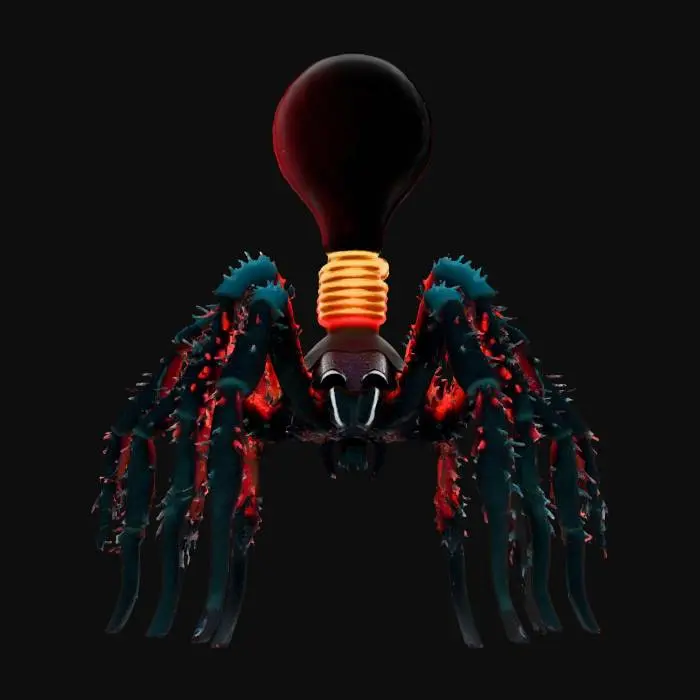 3D model for stylized black-widow spider with a Christmas bulb instead of an hourglass on her abdomen, ice tip legs, Lovecraftian horrific creature, NVIDIA OptiX, Renderotica, Daz3D, Renderocity, Ray Traced, Game Engine, highest quality, highest resolution, insane detailed, character design, z-brush, v-ray, Meshy masterpiece, prize winning, #chirstmas2025#
