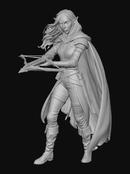 3D model for gere a elfa na imagem, mirando sua arma