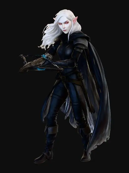 3D model for gere a elfa na imagem, mirando sua arma