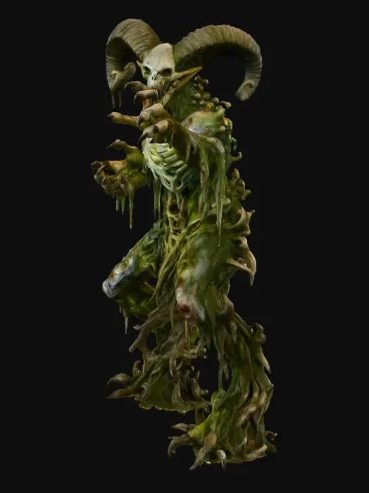 3D model for correct the fingers on his left hand in the reference that seem to be bent backwards, add a little bit more color variation, but keep it within the rot/decaying/infected themes