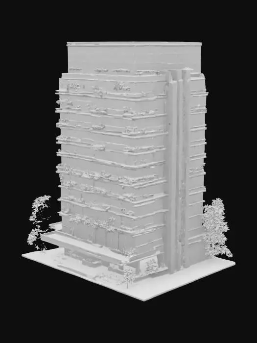 3D model for 一个非常写实的办公楼，北美风格，特别是加拿大温哥华的风格。楼层大概31层，三楼有很大的空中花园
