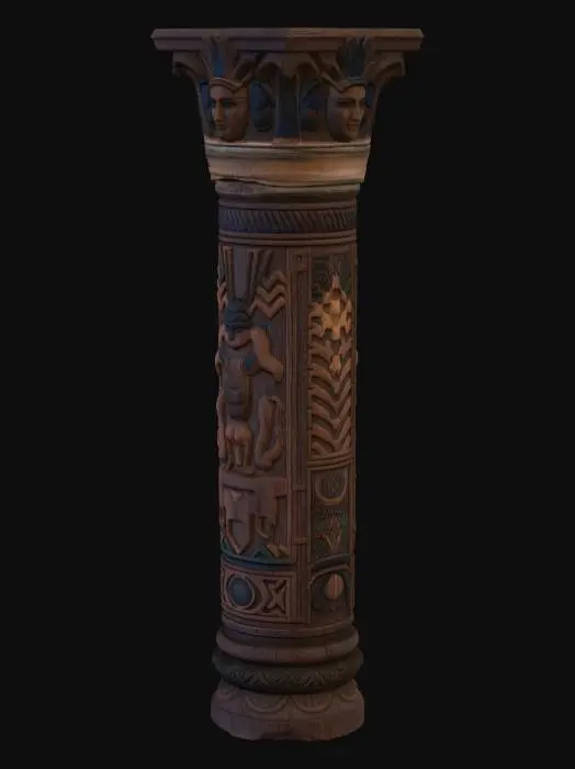 3D model for Four Carved Tribal Columns