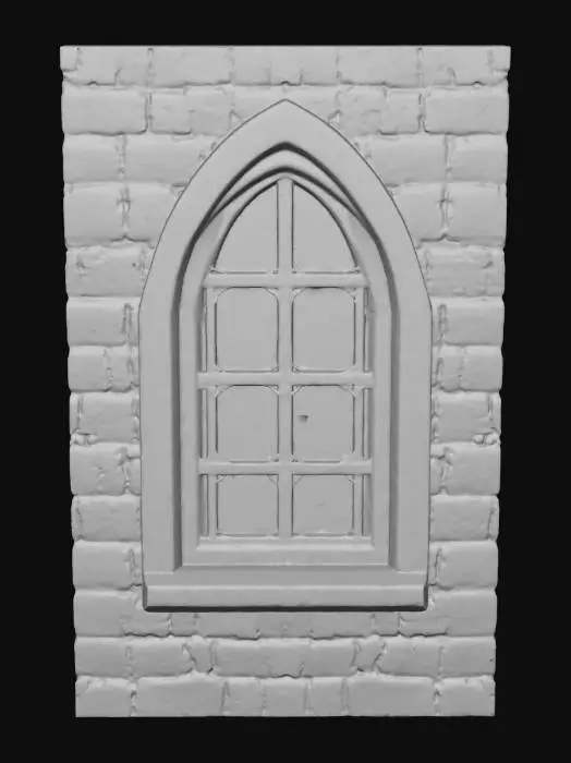 3D model for Arched Stone Window Scene