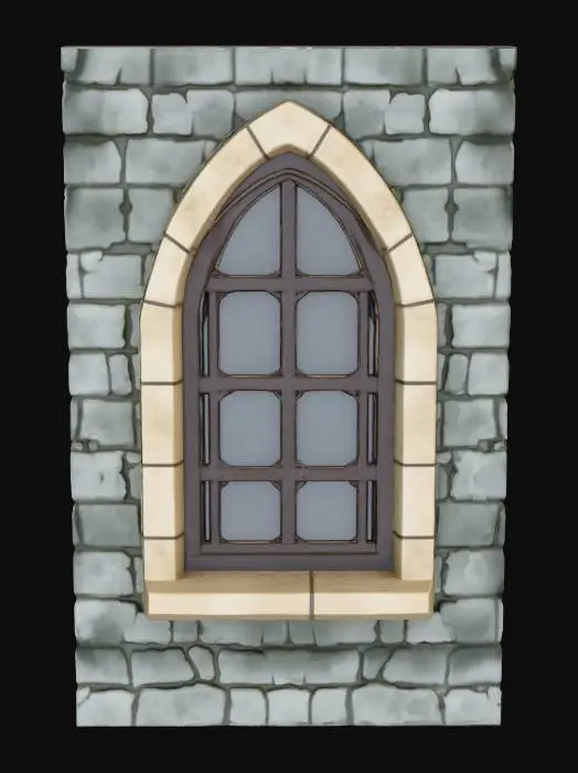 3D model for Arched Stone Window Scene