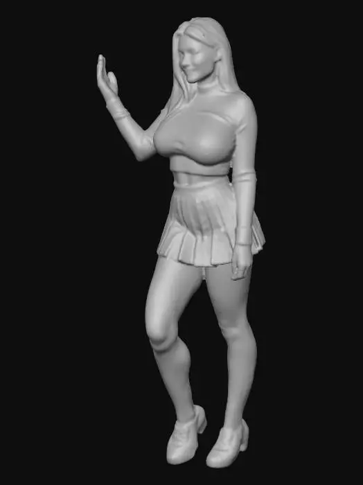 3D model for Woman in Maroon and Black Skirt in Hallway