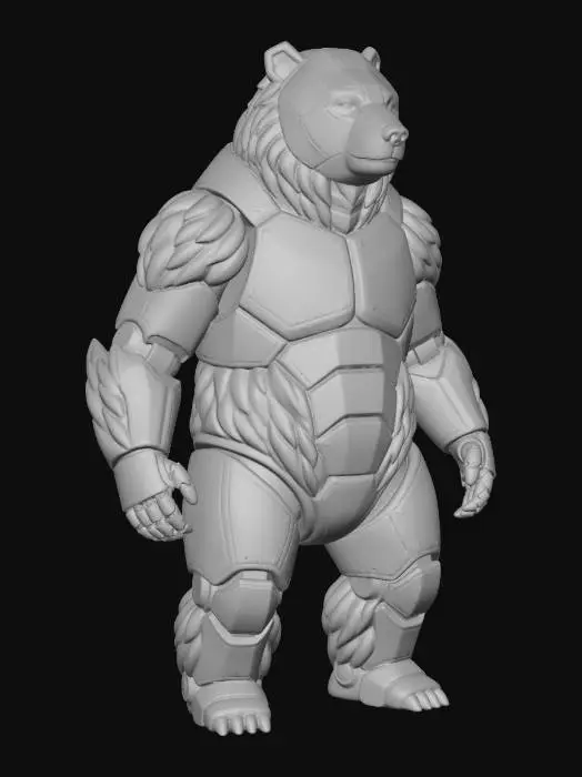 3D model for robotyczny biało złoty niedźwiedź
