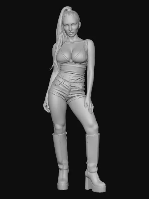 3D model for Floral Boots in a White Bedroom