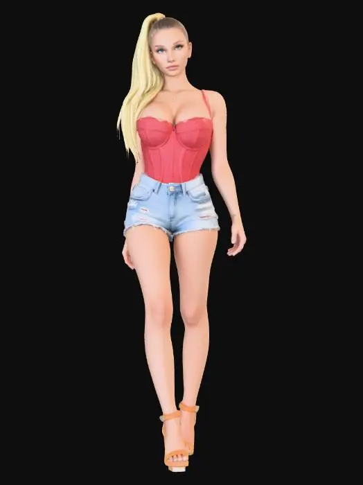 3D model for Crimson Lace Corset on a Bed