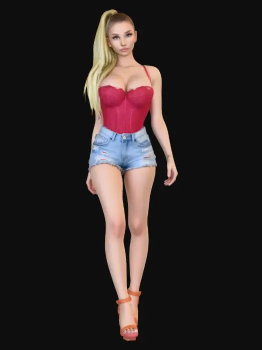 3D model for Crimson Lace Corset on a Bed