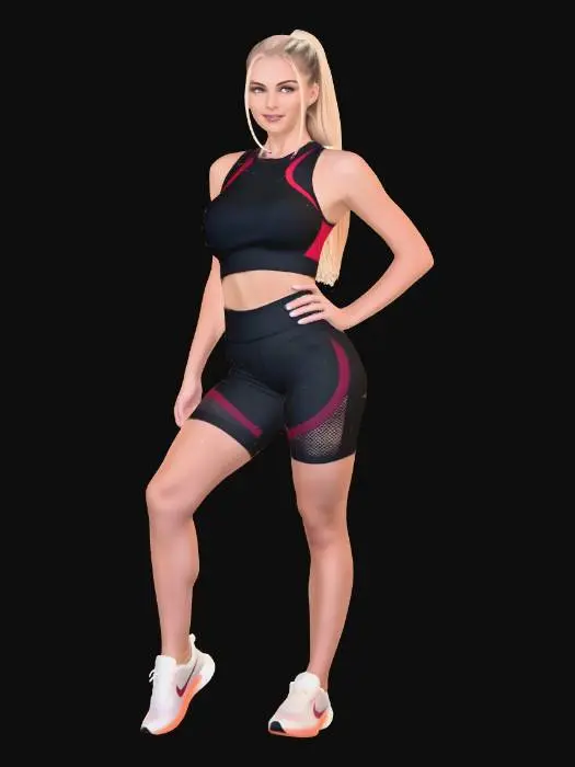 3D model for Athlete in Black and Red Activewear