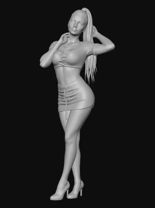 3D model for Gray Crop Set in a Minimal Bedroom