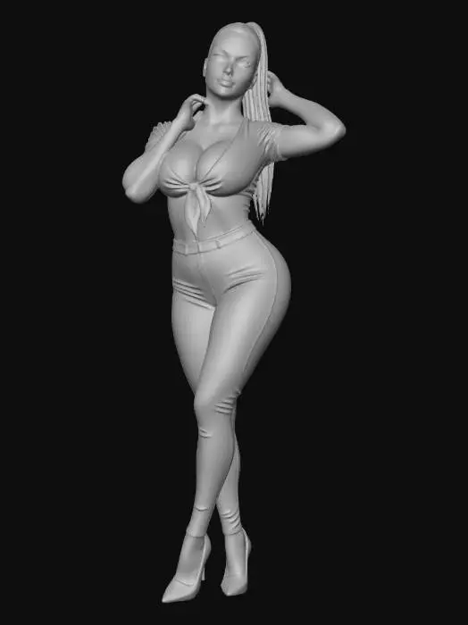 3D model for Glamour in White Crop Top and Black Latex