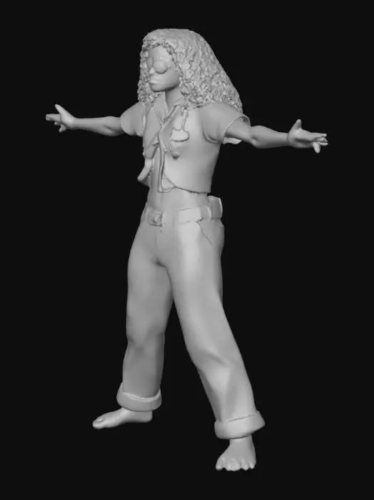 3D model for Godfather Drosselmayer, a medical counselor, was anything but handsome. He was gaunt, five feet eight inches tall, and quite stooped, so that if he dropped his handkerchief, he could scarcely bend down to pick it up despite his long legs. His face was as wrinkled as a rennet that has suffered an April frost. In lieu of his right eye he wore a big, black patch. He was totally bald, a disadvantage he countered by wearing a grassy, curly periwig—a highly ingenious device of his own composition made of spun glass. In regard to this respectable headgear, he was forced to keep his hat under his arm nonstop. His remaining eye was alive and brilliant.